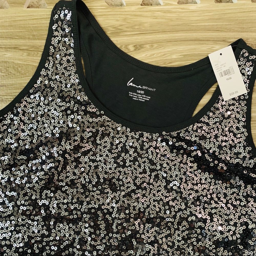 Lane Bryant Dark Gray Sequined Tank NWT Sz 18/20